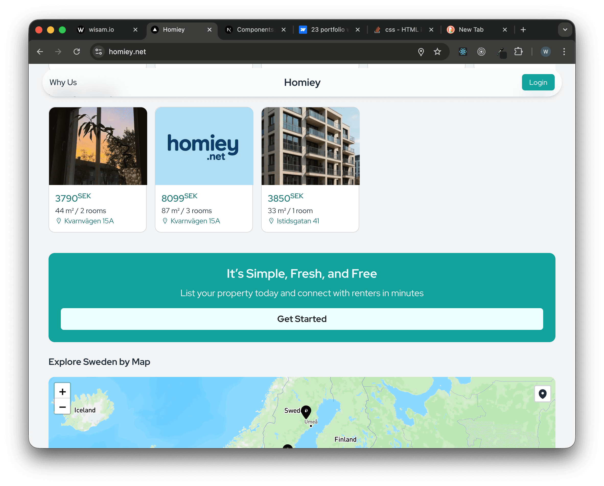 Screenshot of Homiey project