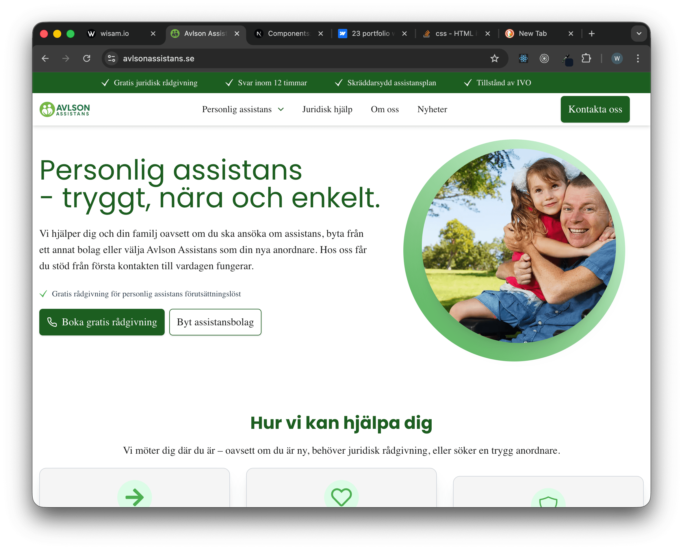 Screenshot of Avlson Assistans project